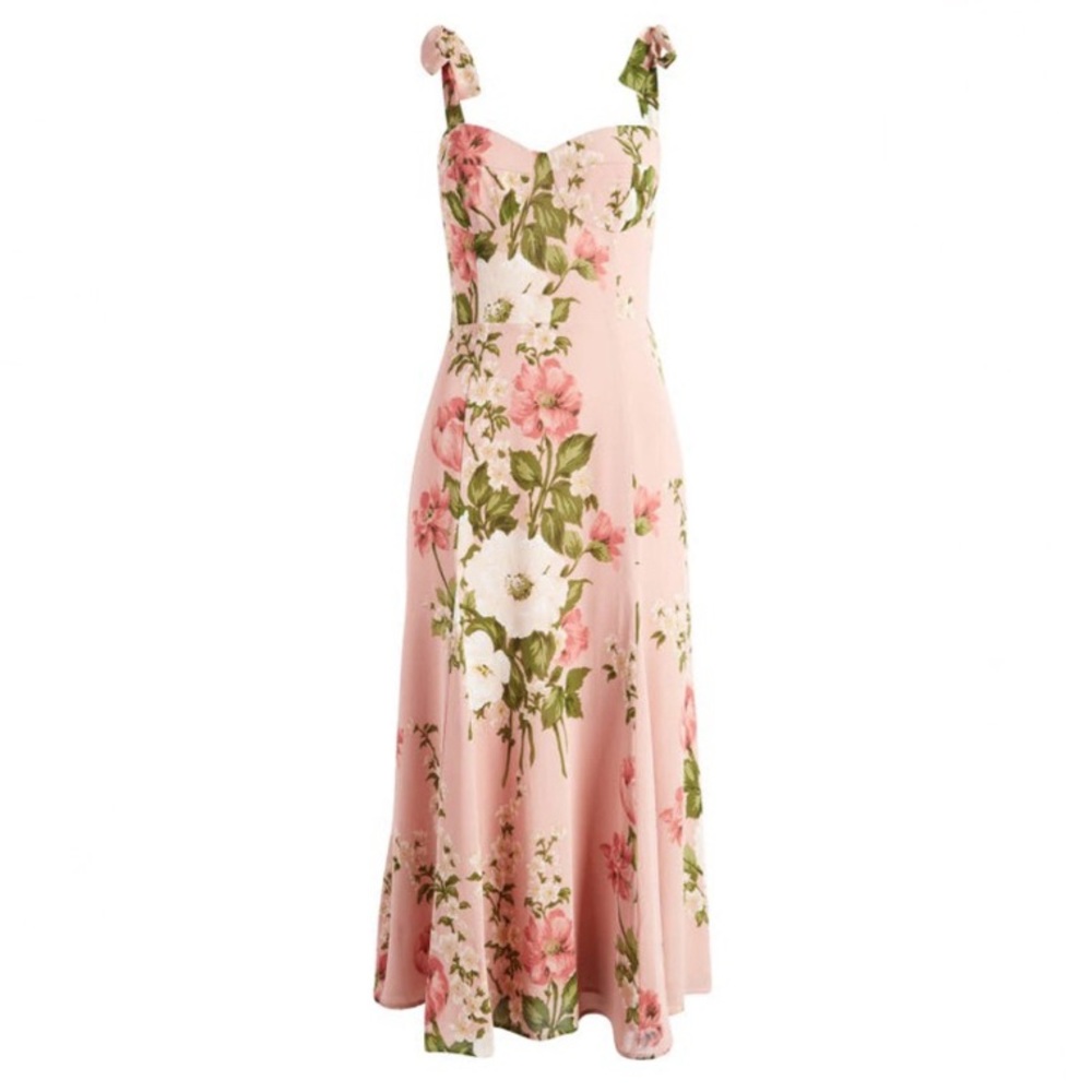 Reformation Pink Floral Midi Dress